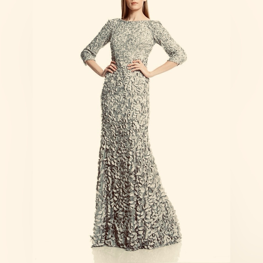 Theia Petal Appliqu Evening Gown In Mint Pale Green Size 10 $1,295.00